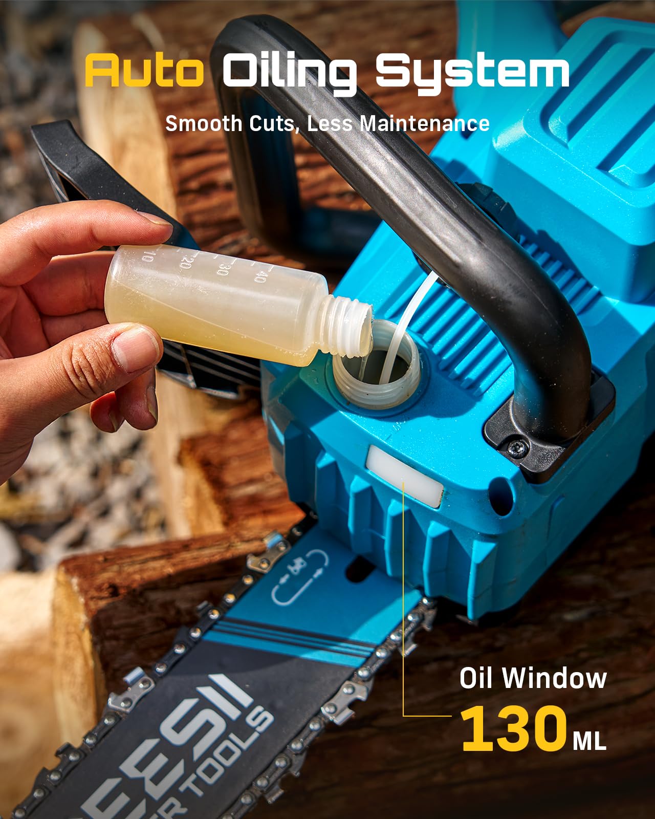 SEESII Motosierra eléctrica inalámbrica de 12 pulgadas, motosierras de mano con 2 baterías de 4.0 Ah, sierra de árbol con tensión de cadena sin herramientas, lubricación automática para cortar madera
