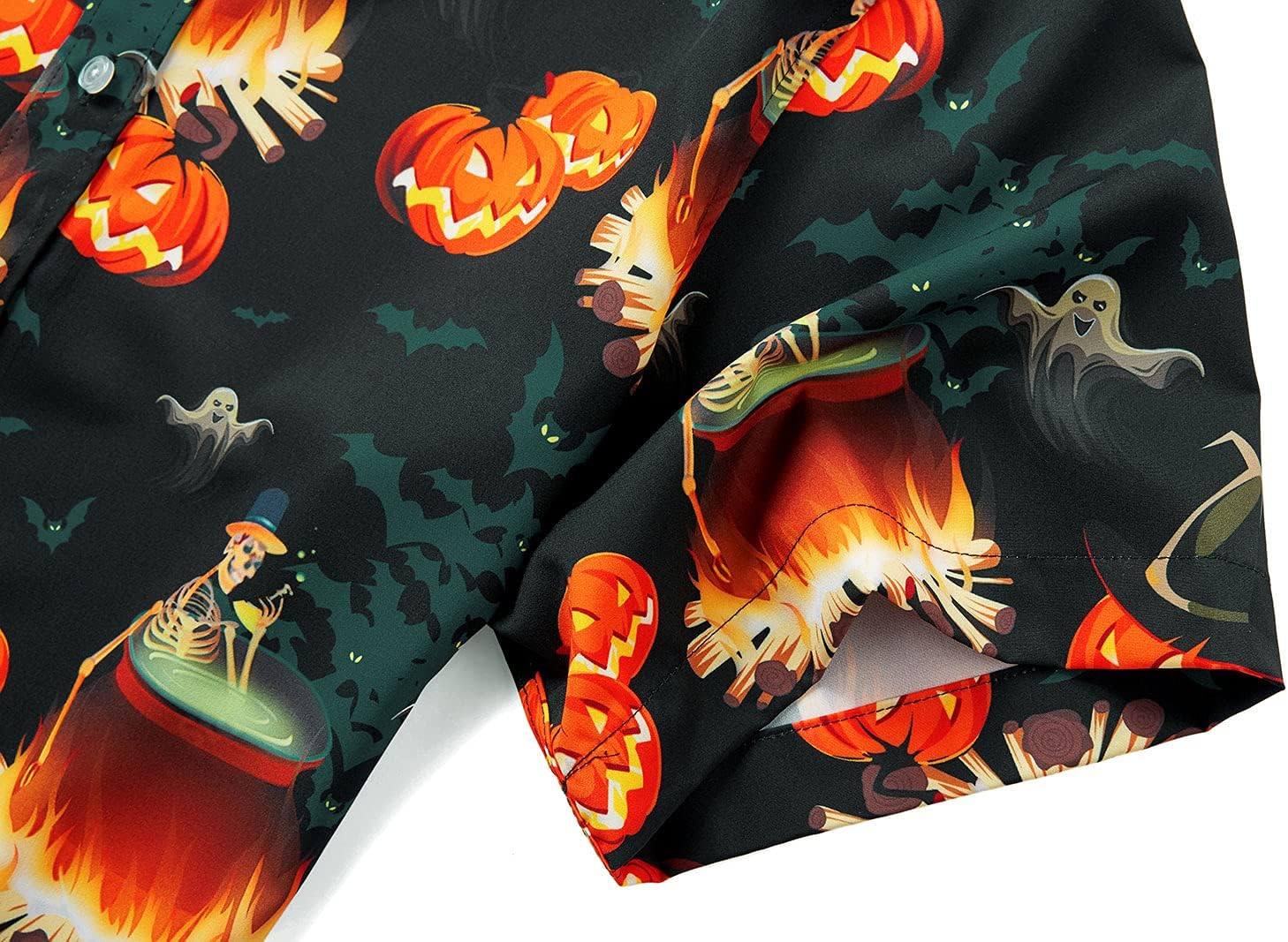 J&DHUASHA Mens Halloween Shirt Fun Pumpkins Short Sleeve Button Down Hawaiian Dress Shirts - Image 5
