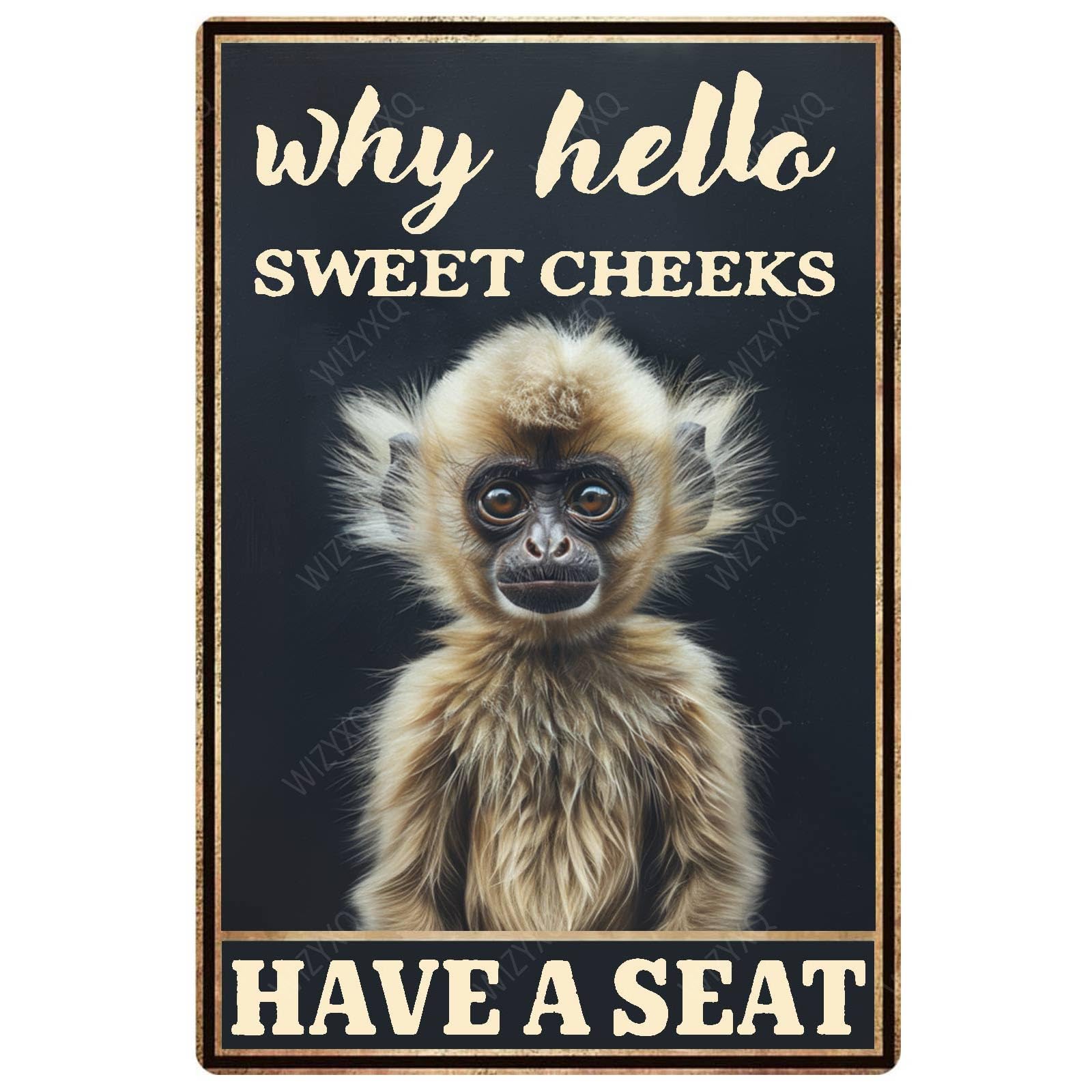 Yepyayqvk Tin Sign 288 Why Hello Sweet Cheeks Have A Seat Monkey Sign Vintage Aluminum Tin Signs For Home Office Kitchen Bar Cafe Garden Wall Decor 6X8 Inch