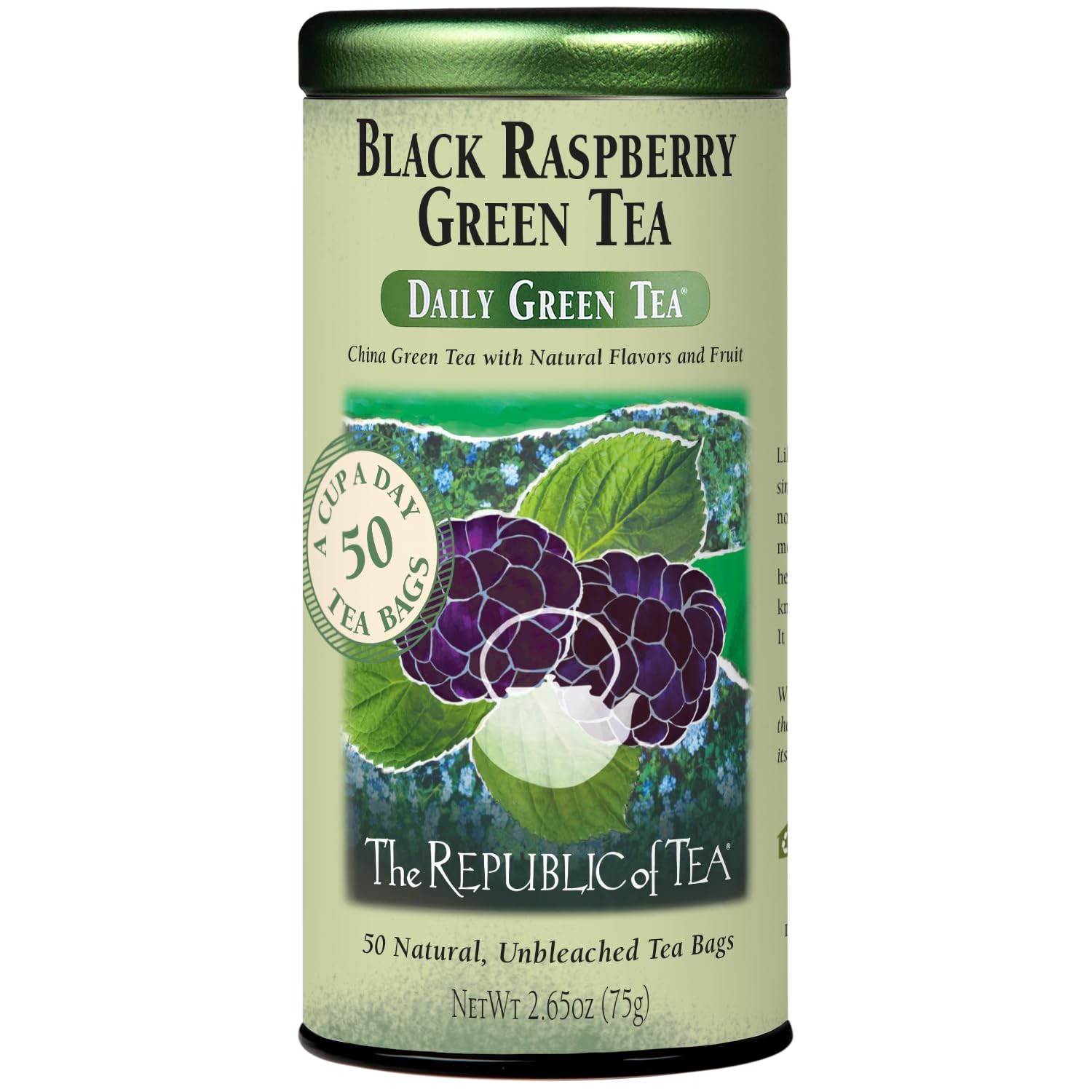 Sponsored Ad - Black Raspberry Green Tea, 50 Tea Bags, Tin | Flavored Berry Tea | Caffeinated
