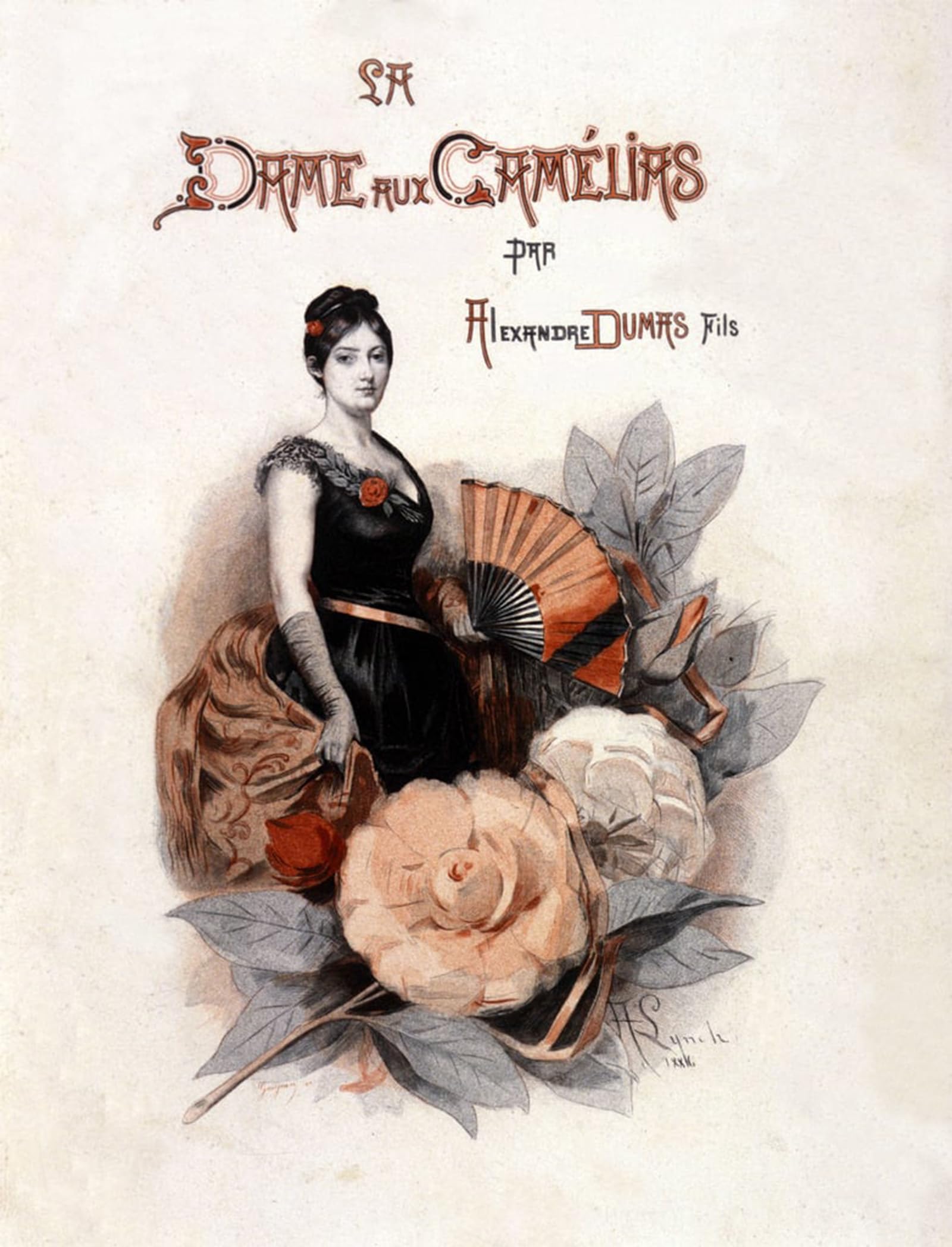 SERENDIPITP Vintage Picture Print on Canvas Wall Art Poster the Lady of the Camelias Alexandre Dumas Jr Illustration by Albert Lynch Artwork Print Poster for Wall Decor 60x90cm