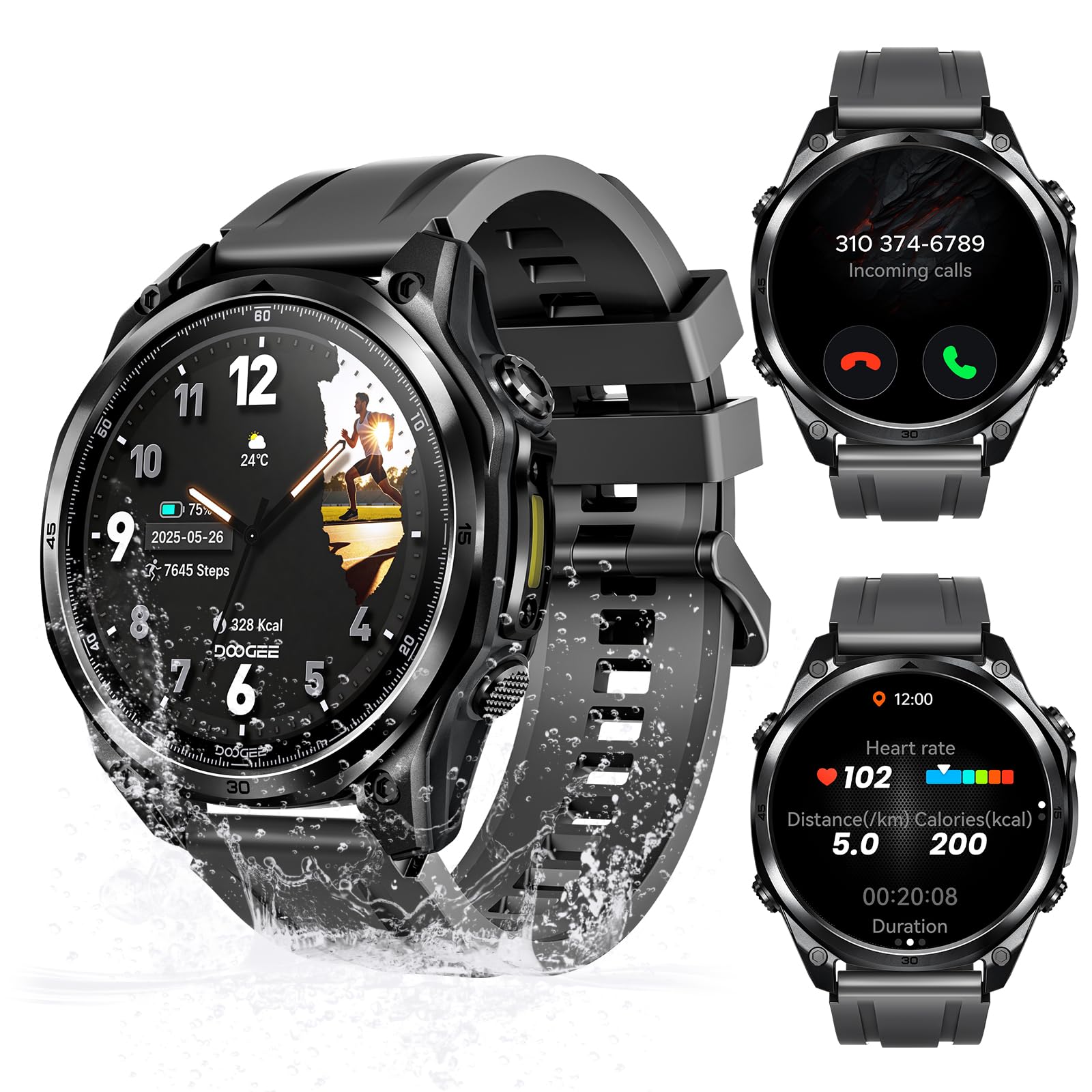 ANYWISE W1 LITE Smartwatch uomo,1.43''AMOLED Rugged Smartwatch Per Android/IOS, 5ATM Fitness Tracker,170+Sports Modes, Answer/Make Calls/12 Days Battery/Heart Rate/SpO2/Sleep Monitor