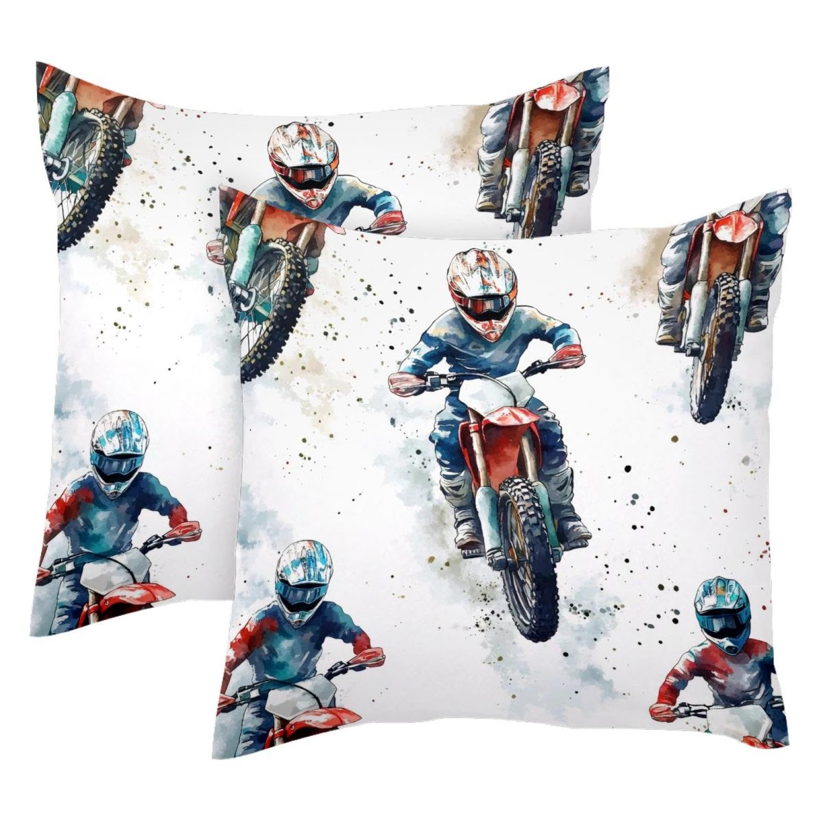 Housse de coussin motocross en velours 50x50 cm lot de 2 pour decoration de salon