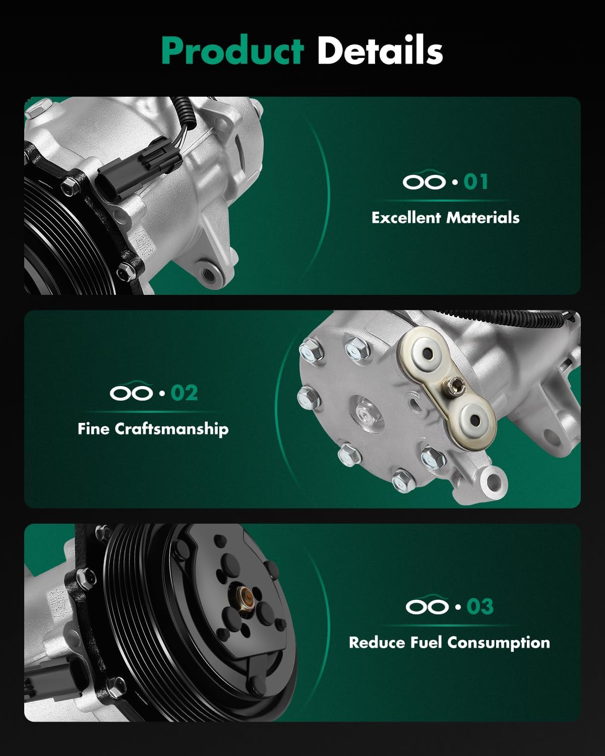 SCITOO AC Compressor fit for Dodge for Dakota 4.7L 2002-2003, Air Conditioning Compressor fit for Dodge for Ram 1500 3.7L 4.7L 2002-2003, for Dodge for Ram 3500 5.9L 2002 0678578 6001190