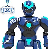 Vista 1 de STEMTRON Juguetes robot para niños, robot programable de control remoto con detección de gestos, control de voz y cara LED, 15 3/4 pulgadas (azul)