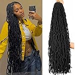 4 Packs Soft Locs Crochet Hair Pre Looped Faux Locs Crochet Braids Goddess Locs Dreadlocs Synthetic Hair For Black Women (1B, 36 Inch (Pack of 4))