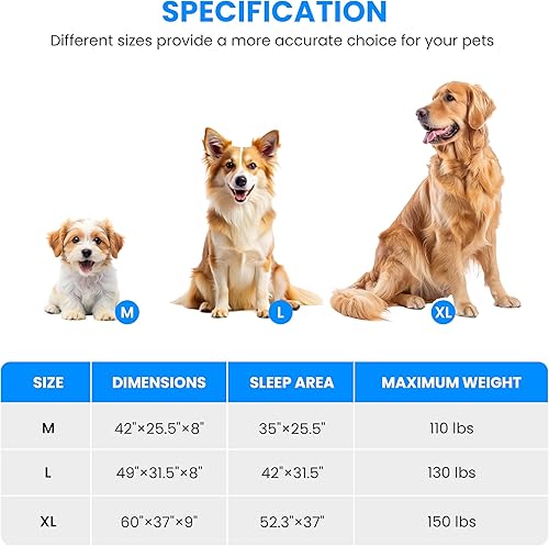 Miniatura 6 de Simple Deluxe Cama elevada y refrescante para perros, cunas portátiles elevadas para perros, patas antideslizantes, duradera, portátil, para
