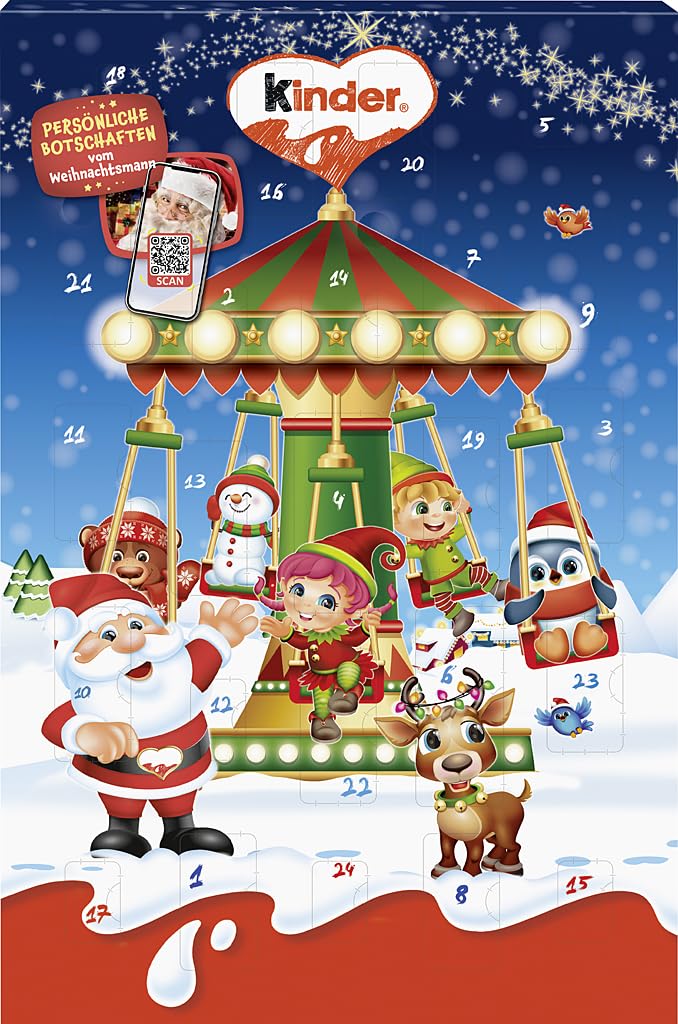 Kinder Mix Adventskalender 2025, Schokolade, Mini Eier und 2 Hohlfiguren, Geschenk zu Weihnachten und Adventszeit, 151 G, 1 Count