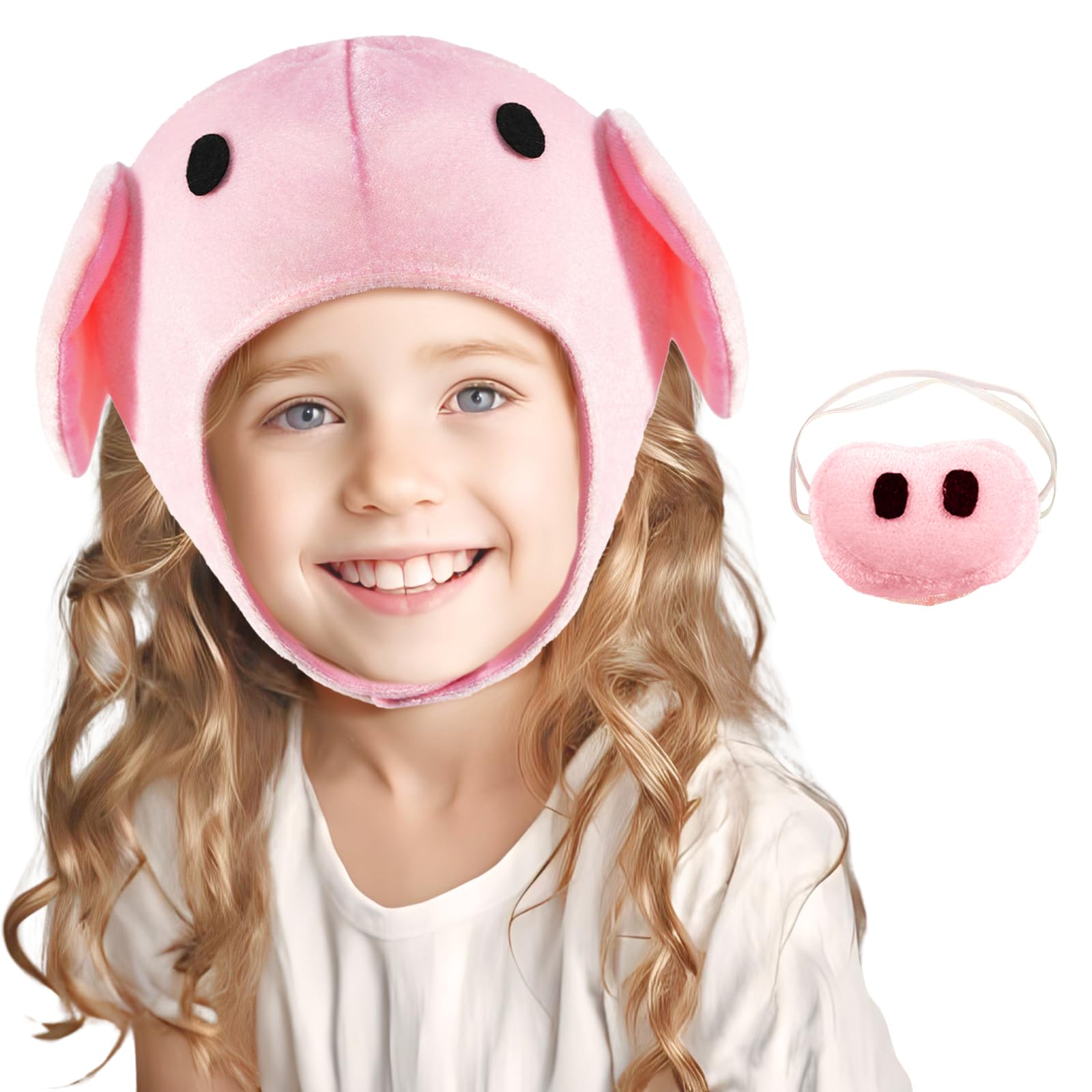 Jococs Plush Pig Hats Cute Piggy Head Costume for Adults and Kids Halloween Roleplay Cosplay Accessories, for over 8 years old(pink)