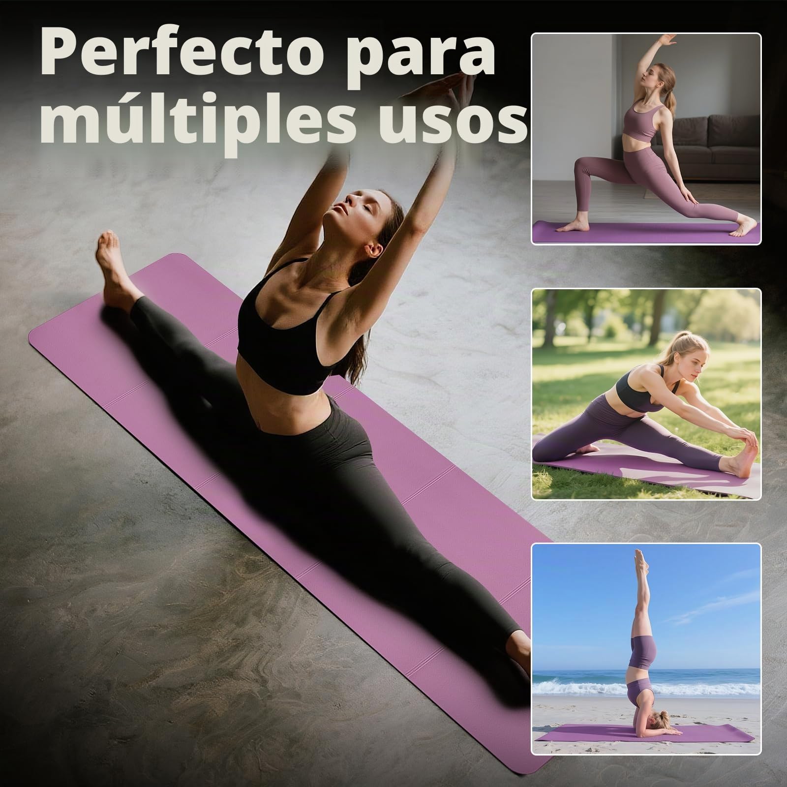Esterilla de yoga plegable Esterilla de fitness portátil Esterilla de yoga de viaje Esterilla deportiva antideslizante de TPE para pilates,gimnasia,entrenamiento y viajes,183 x 61 x 0,5 cm