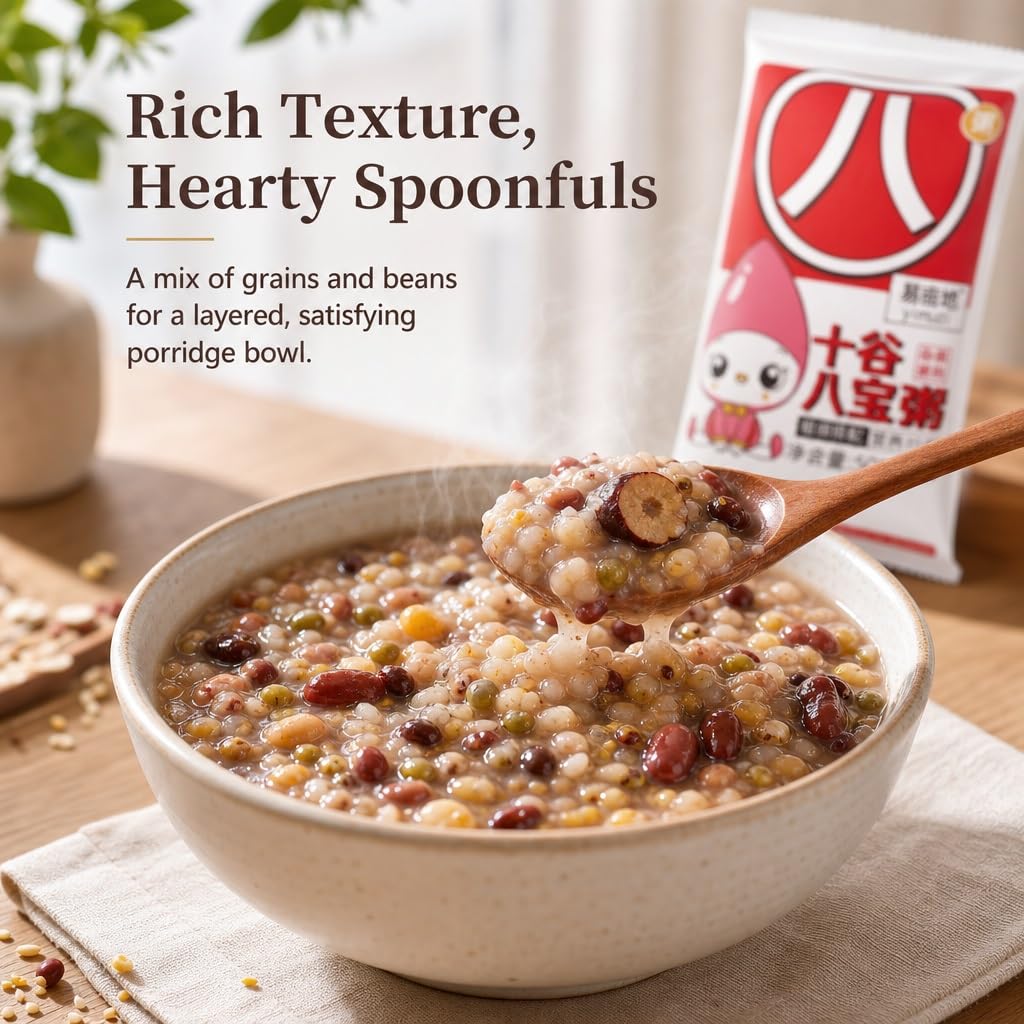 500 G X 2 Mieszanka Owsianki Eight Treasure - 10-ziarnista Laba Congee, Pożywne Płatki Śniadaniowe, Pełnoziarniste Ziarna I Fasola Do Szybkiego Gotowania