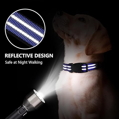 Miniatura 2 de JOYEEIIOO Martingale - Collar para perro, collar reflectante ajustable de nailon con hebilla de liberación rápida (azul rey, talla L)