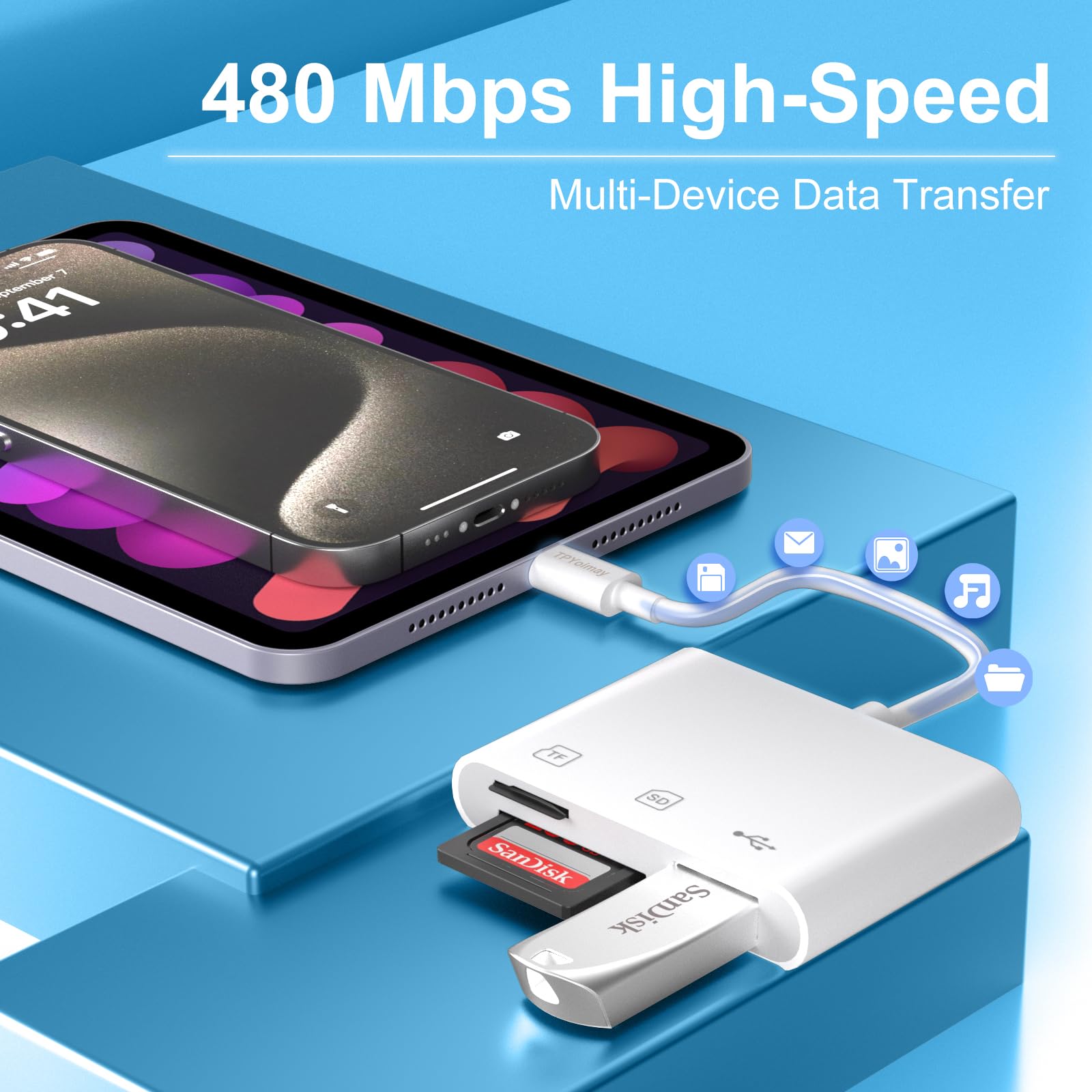 Lector de tarjetas de memoria USB C a Micro SD TF, adaptador de lector de tarjetas de cámara USB 3 en 1, compatible con iPhone 15, iPad Pro, MacBook Pro/Air, Chromebook XPS, Galaxy S10/S9 y