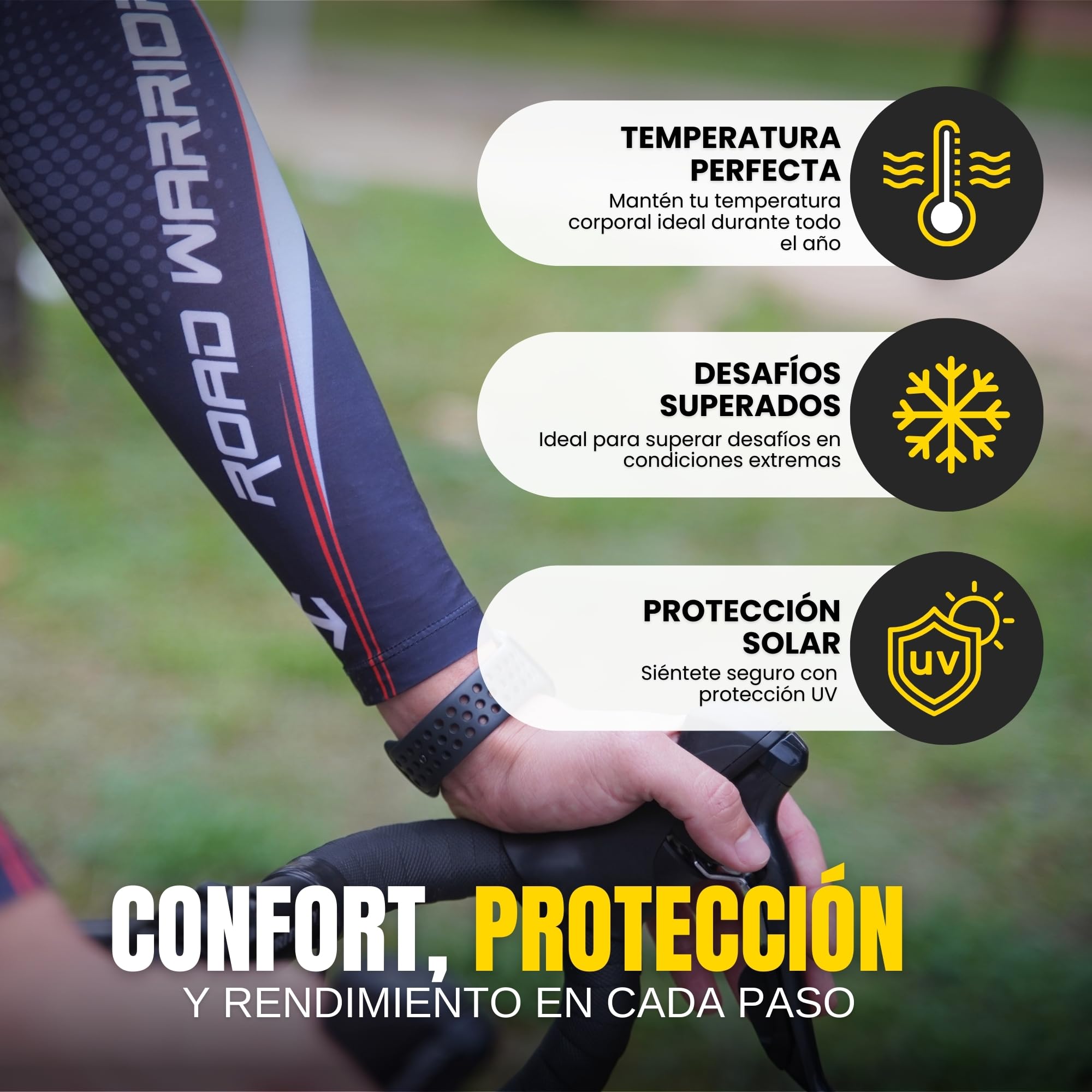 Mangas para Brazos con Tejido Inteligente Termoregulador, Manguitos Running Transpirables con Protección UV-SPF 50+