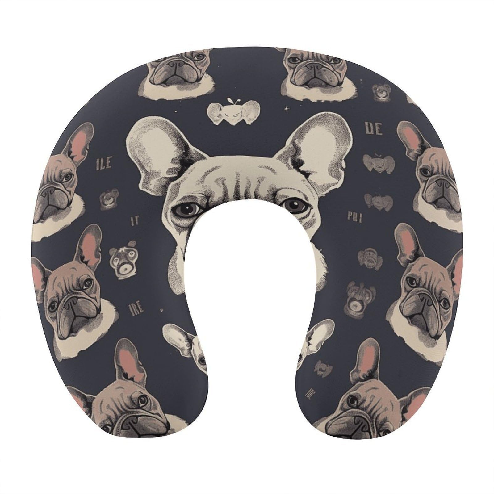 Btcowzrv Style I Love French Bulldog U Shaped Neck Pillow Travel Pillows