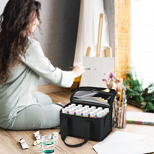 Miniatura 6 de Organizador de pintura acrílica, bolsa con asa y correa para el hombro para almacenamiento de pintura para manualidades, almacenamiento de pintura