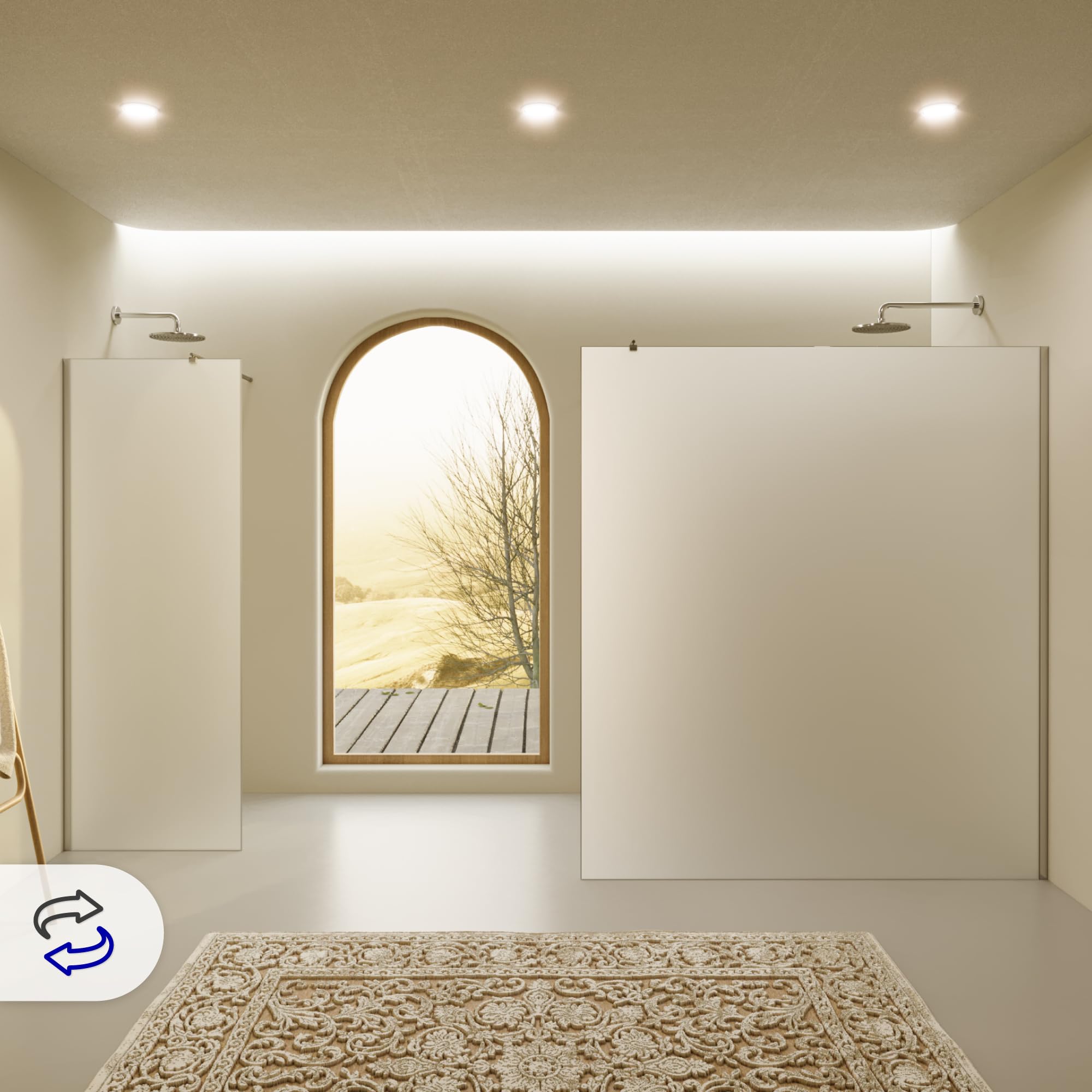 i-flair Duschabtrennung Walk In FIONA 100x200 cm Duschwand Dusche 10mm STARK aus SATINIERTEM NANO ESG Sicherheitsglas mit EDELSTAHL Wandprofil #740
