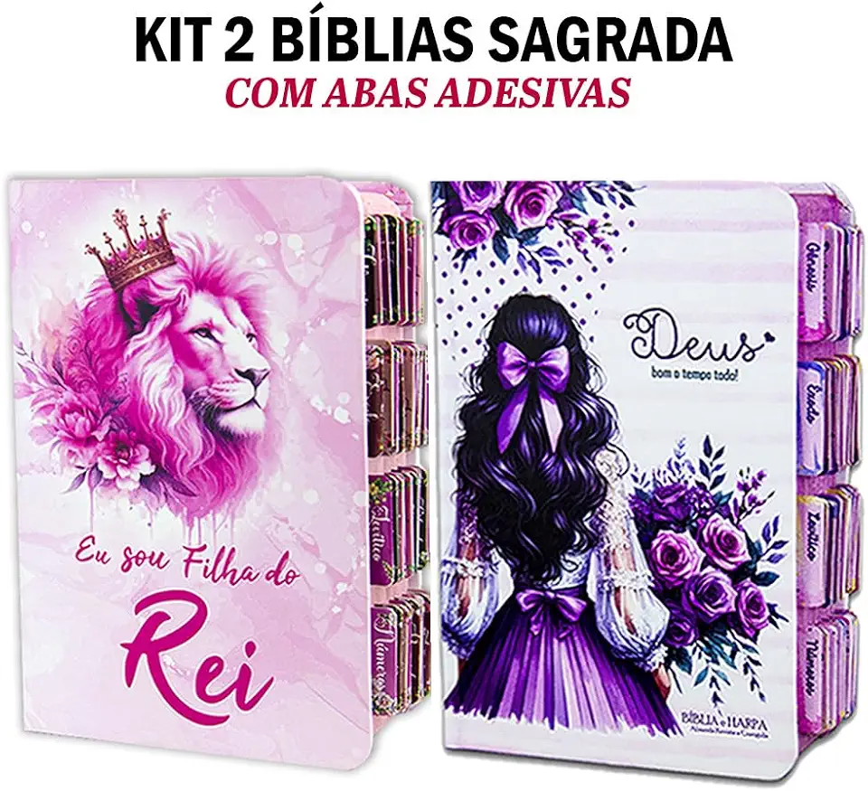 Kit 2 - Bíblias Feminina com Abas - Filha do Rei e Menina Lilás | ARC - João Ferreira de Almeida
