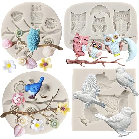 Stunning Bird, Owls Tree Branch & Flower Leaves Air Dry Clay Molds