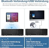 Echaar Összehajtható Bluetooth Billentyűzet Érintőpaddal - QWERTZ Kiosztású Hordozható Klaviatúra iPad, Okostelefon, Tablet, PC és Laptop Es 4