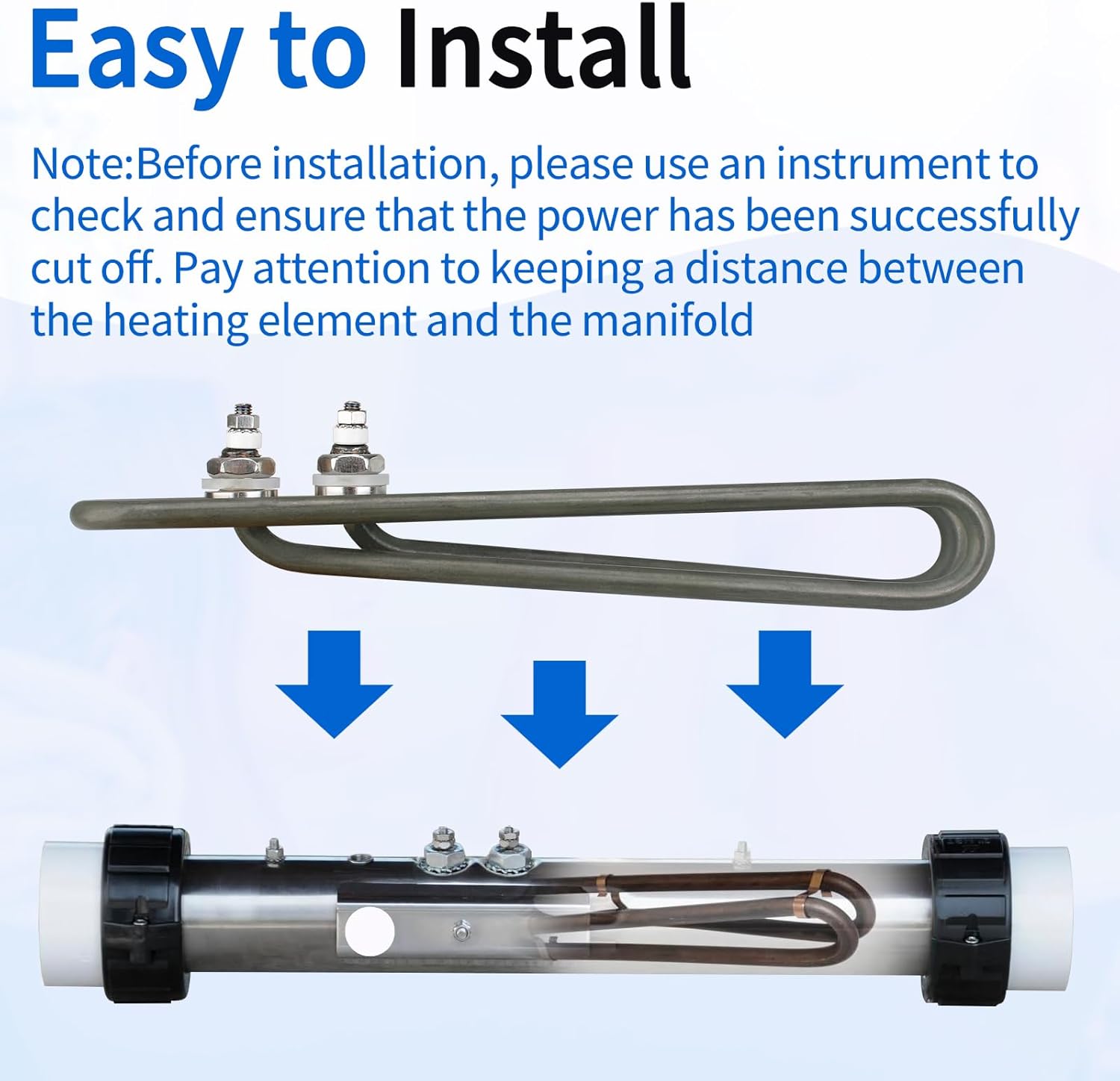 5.5KW 240V Hot Tub Heater Element for Balboa Spa Heater, Replacement Flo-Thru Universal Hot Tub Heater Element, Applicable in Spa Electric Heater Element