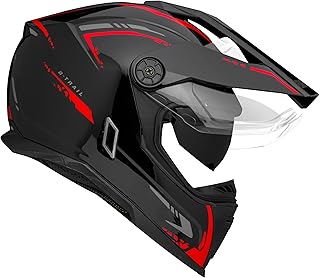 Capacete Moto Bieffe B-Trail Authentic Preto Vermelho Com Óculos Interno