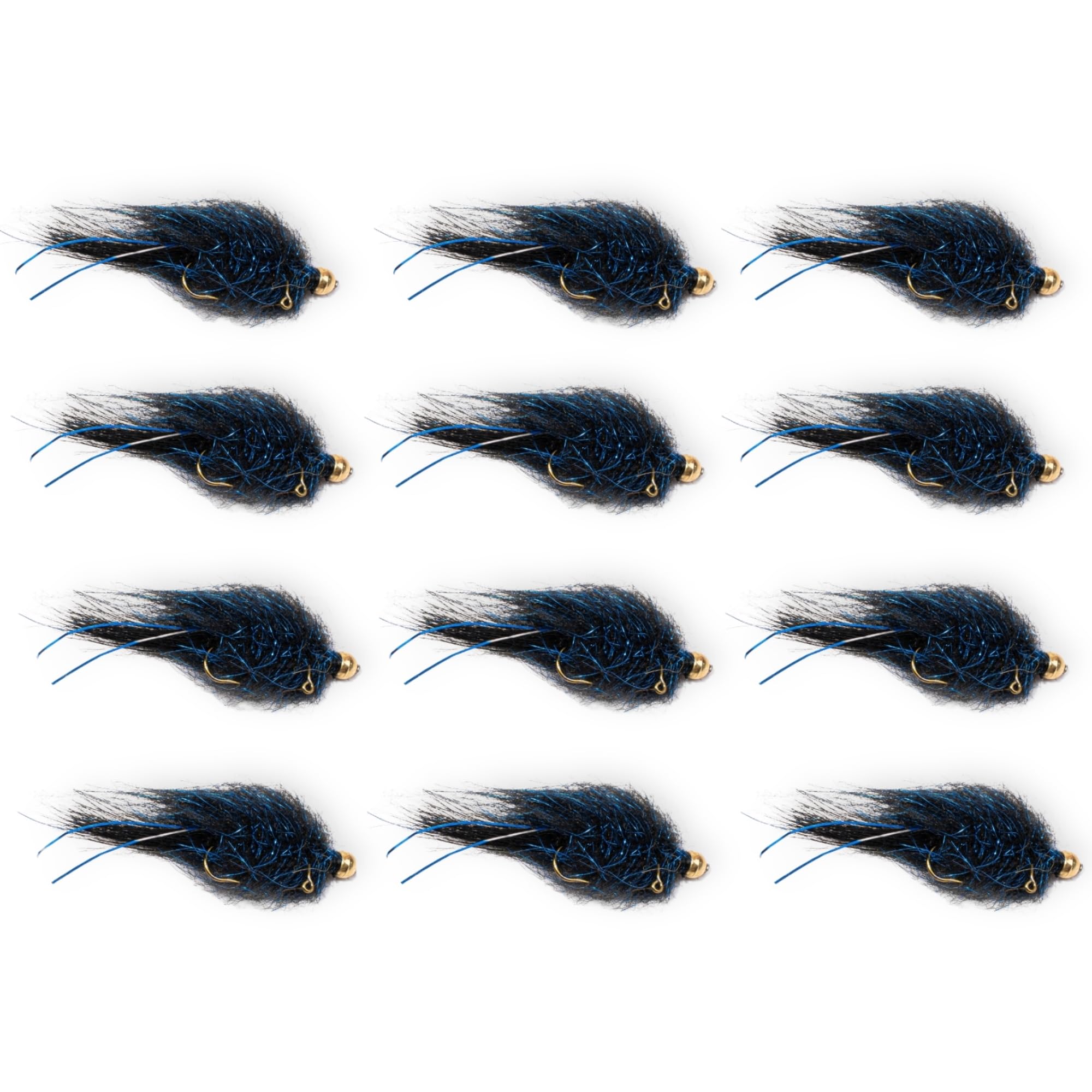 Black/Blue or Black/Red Balanced Leech Size 8-10, Bead Head Wet Fly Fishing Flies for Trout Bass Panfish, Stillwater Trout Flies, Fly Fishing Streamers