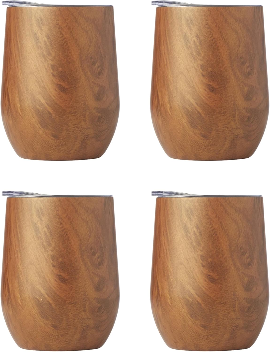 Cambridge EP56PTCB24DS 12 Oz Wood Insulated Wine Tumblers, Set Of 4