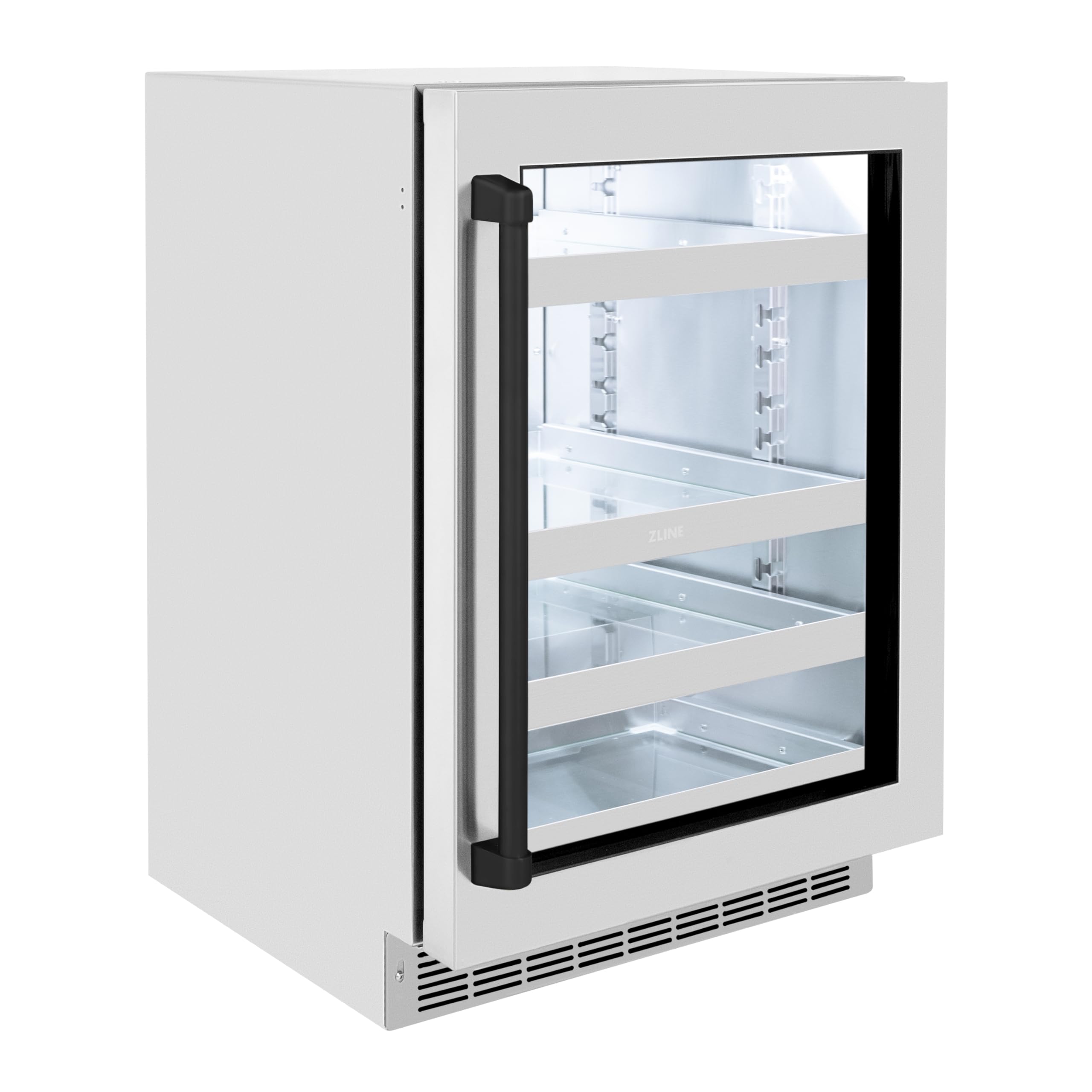 ZLINE Autograph Edition 24 in. Touchstone 151 Can Beverage Fridge With Stainless Steel Glass Door And Matte Black Handle (RBSOZ-GS-24-MB) on Fridge.com