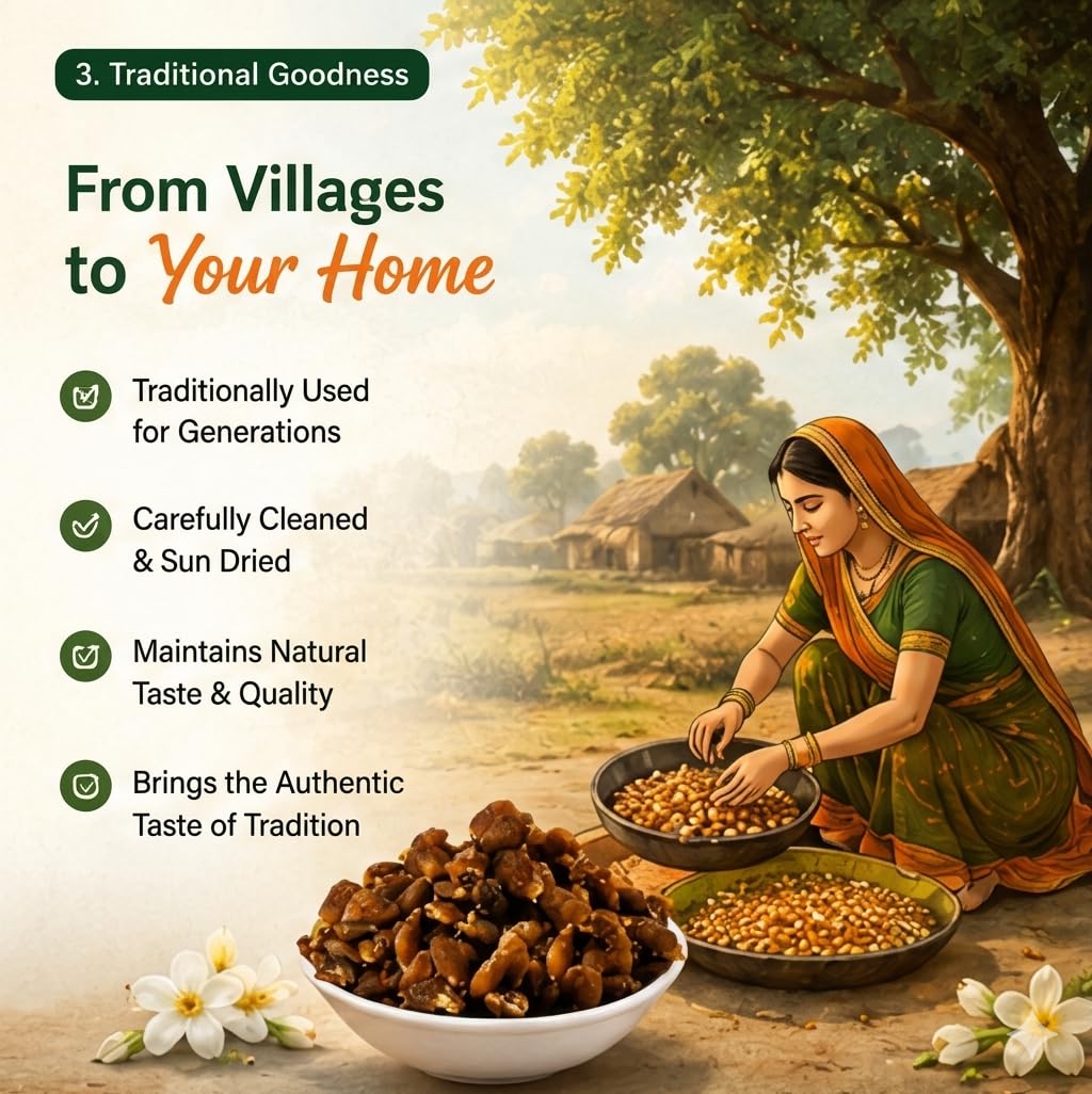 DADI MAA KE Sun Dried Mahua Flowers (Madhuca Longifolia) | Natural Dried Mahua Phool | Edible Forest Flower | Traditional Sweetener for Recipes, Pickles & Herbal Uses | Premium Quality(300g) 4