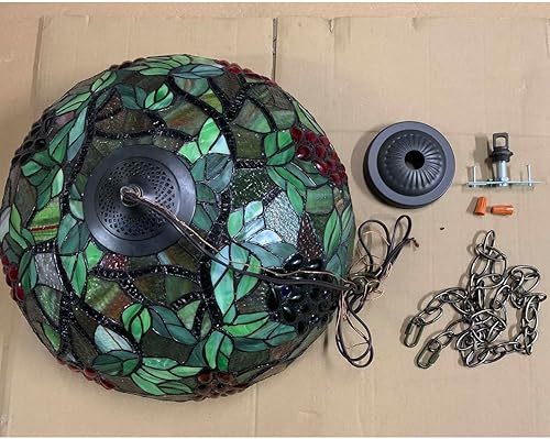 Miniatura 3 de Bieye L10762 - Lámpara colgante de techo estilo Tiffany con pantalla de 18 pulgadas de ancho, 3 luces, cableado duro