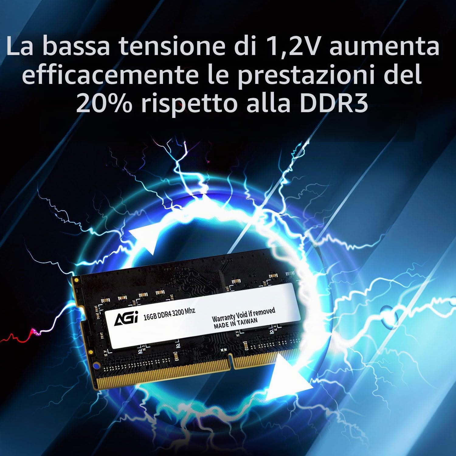 AGI SD138 16GB RAM DDR4 Modulo Memoria SO-DIMM 260 Pin 3200MHz Laptop