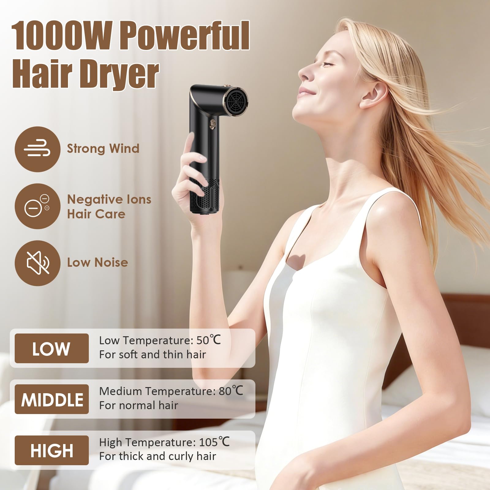 Zestaw Air Styler, szczotka na gorące powietrze, szczotka do włosów 1000 W, suszarka okrągła z 3 temperaturami, suszarka do włosów z jonami ujemnymi, okrągła szczotka, prostownica, lokówka