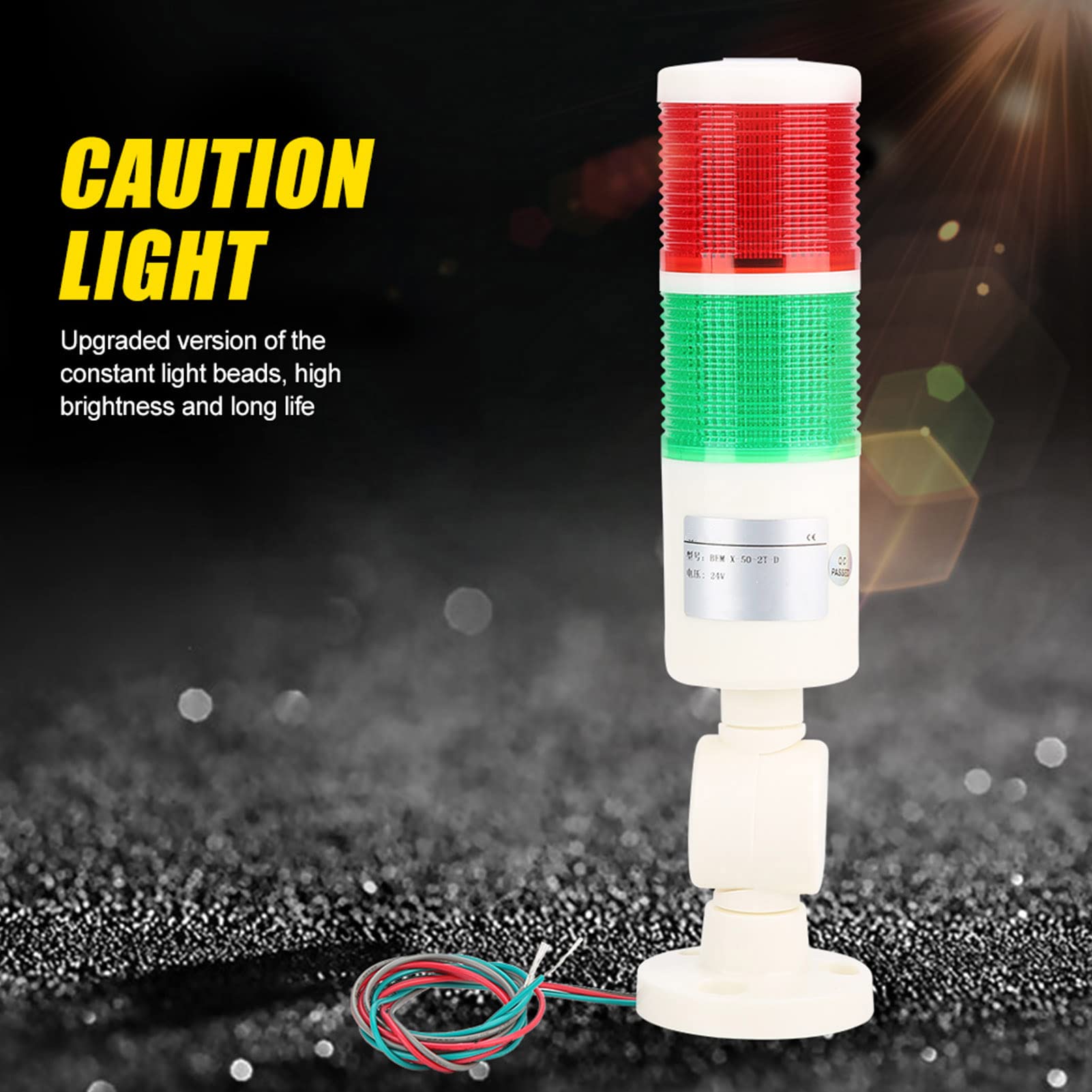 BRRNOO Colonne lumineuse industrielle LED, Alarme visuelle avec indicateur circulaire, Lampe de signalisation verte et rouge, compatible avec machines-outils et équipements mécaniques DC 24V