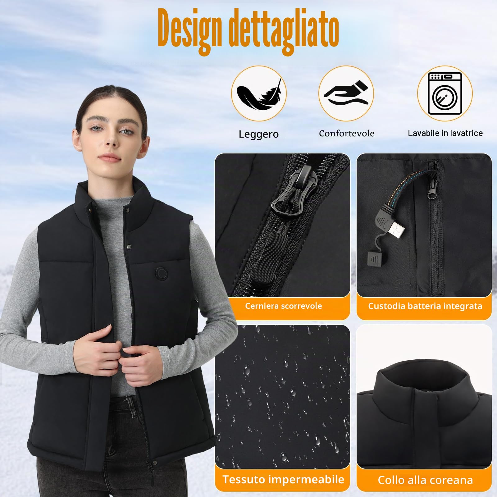 Gilet Riscaldato Donna: Gilet Riscaldante Con Batteria 5V 10000mAh - Giubbotto Riscaldante Giubbotto Riscaldato Per Escursionismo All'aperto Caccia
