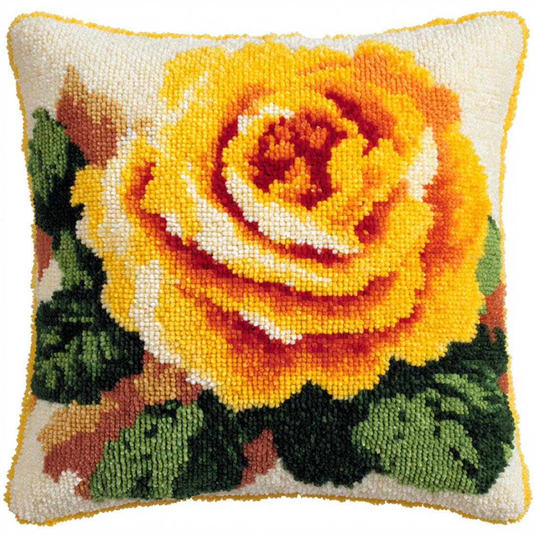 Kitquiver Animal Latch Hook Cushion Set Fantasy Rose DIY Latch Hook Kits Pillow Needlepoint Cushion Kit for Home Décor Needlework Set for Adult Beginners 17x17In