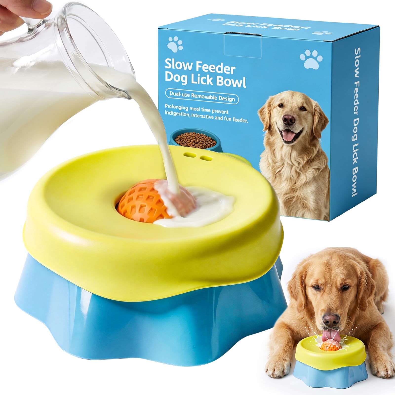 Palla per cani in silicone, ciotola per cani per liquidi, ciotola per leccare cani, giocattolo per cani, palla per leccarsi, per ciotola anti soffocamento, giocattolo interattivo per cuccioli e