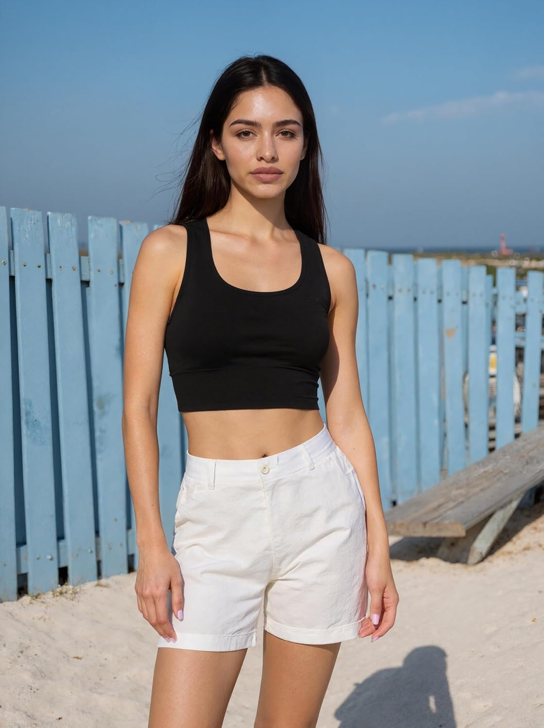 Beninos Women's Cotton Linen Summer Palazzo Pants Flowy Wide Leg Beach Trousers with Pockets - Image 2