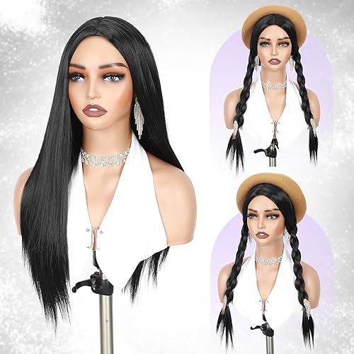 Miniatura 9 de Quantum Love Peluca de color degradado negro a marrón claro, ondulada, larga, resistente al calor, sintética, para mujeres, de uso diario, fiestas