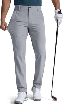 FREE SOLDIER Mens Golf Pants Classic Fit Stretch Quick Dry Pants 5 Pockets Water-Resistant Casual Trousers