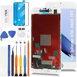 SRJTEK for iPhone SE 第二世代 (2020) / 8 画面互換 液晶交換【TFT品質・ホームボタン非搭載】LCDディスプレイ タッチスクリーン デジタイザー 総成修理用パネル A2275 A2296 A2298 修理ツール付き(ホワイト)