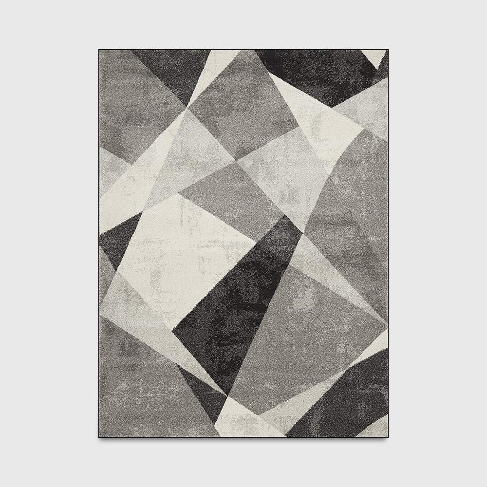 Tapis de grande taille géométrique gris 80x120 pour salon et chambre