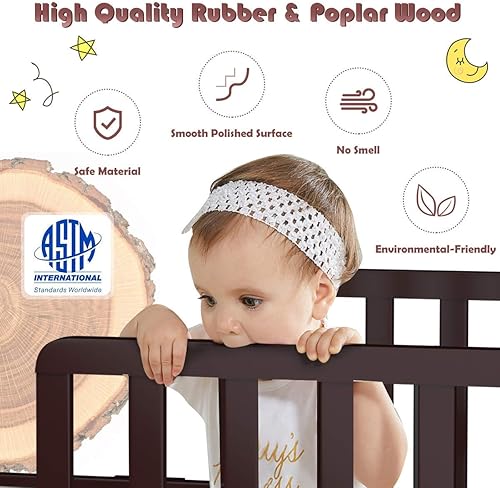 Vista 4 de Estructura de cama de madera de Costzon, para niños pequeños, con cerca de seguridad, Cereza