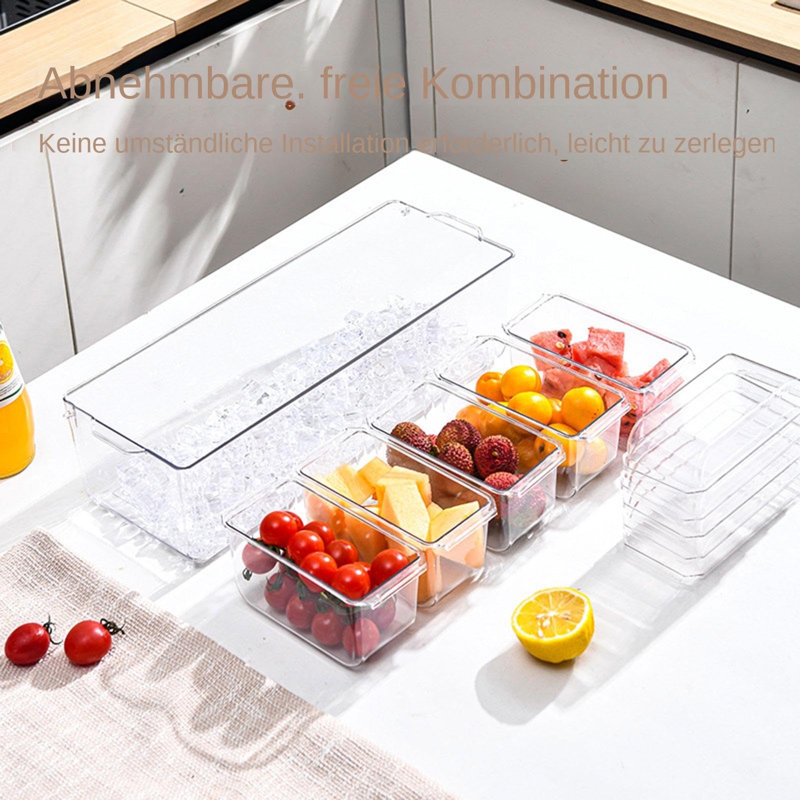 Soporte versátil para platos de refrigeración, soporte portátil para alimentos fríos para aperitivos de mariscos con compartimento para hielo, ideal para reuniones familiares y fiestas