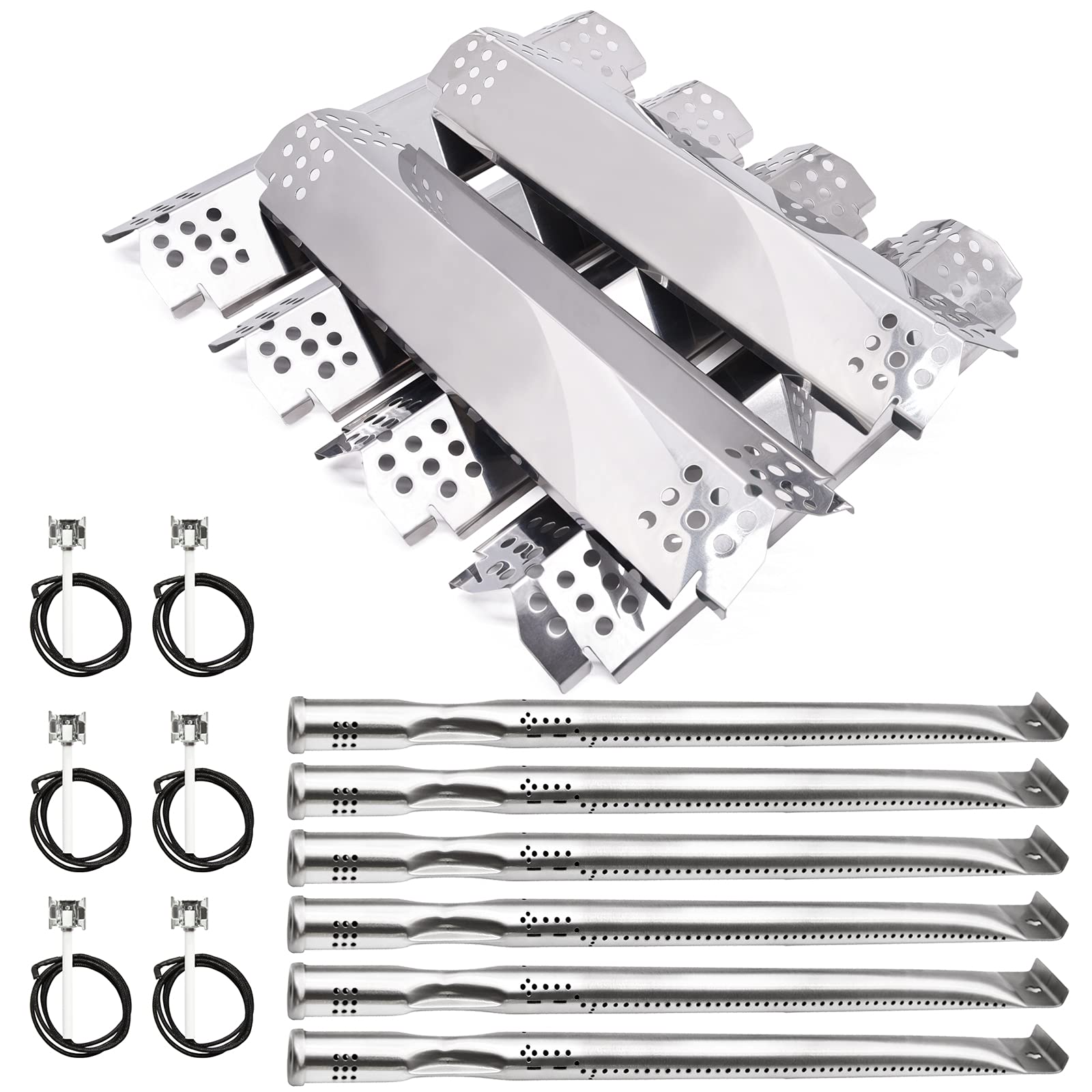 Adviace Grill Parts Kit Compatible with Nexgrill 720-0896B 720-0896C 720-0882A 720-0896 720-0925 720-0896E Grills, 6 Pack Grill Burner Tubes & Grill Ignitors & Flame Tamers Heat Shields