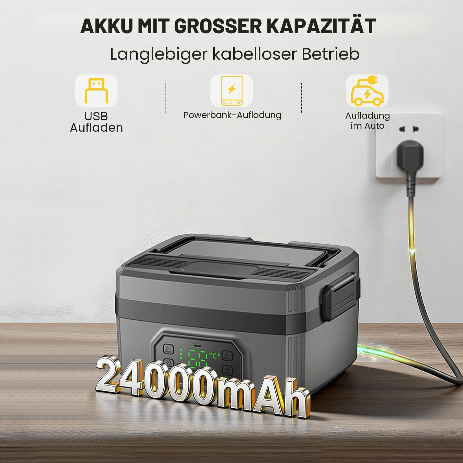 LIROPAU Elektrische Lunchbox, 1.6L Tragbare Elektrische Lunchbox | mit Timer und einstellbarer Heizfunktion, Electric Lunch Box für Arbeit Familie Camping Büro Auto Reisen Auf baustellen