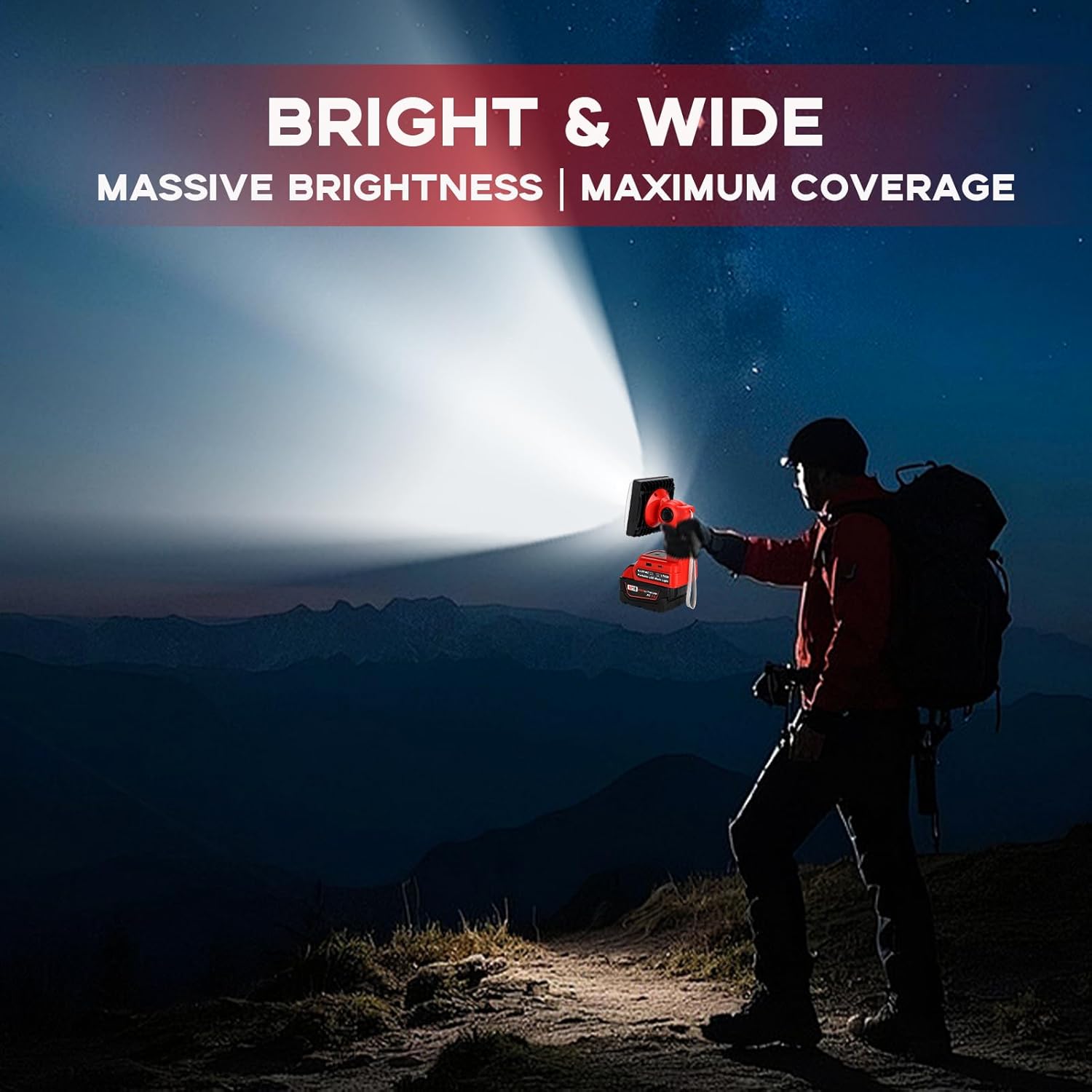 1500LM LED Work Light for Milwaukee M18 18V Battery, 25W Portable Flood Light with USB & Type-C Ports, 90° Rotatable Head Cordless LED Light for Emergency, Workshop, Indoor and Outdoor Use (Tool Only)