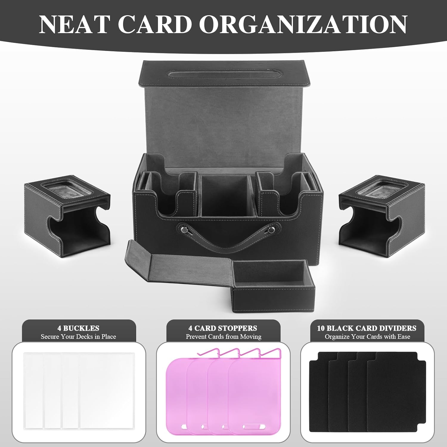 Trading Card Storage Box for MTG – Multi-Purpose Commander Deck Box with Commander Display, Waterproof TCG Deck Case Compatible with Magic The Gathering, Sports Cards, Collectors & Gamers