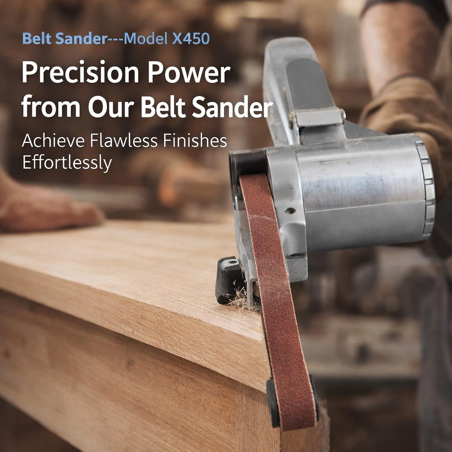 10mm Pneumatic Belt Sander 10x330mm Steel Construction - High Power, Fast Polishing for Woodworking, Furniture, Aluminum, Metal Surface Finishing