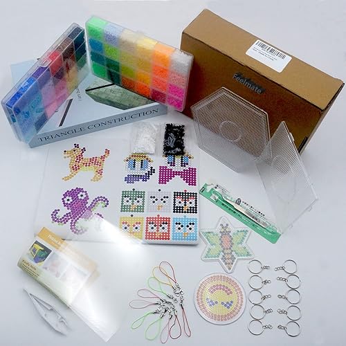 Miniatura 8 de Feelmate Kit de cuentas de mini fusibles de 26,000 piezas de 48 colores de 0.102in, juego de cuentas de hierro, incluye 4 tableros de clavijas, 4